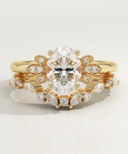 Oval Cut Cluster Lab-Grown Diamond Bridal Set