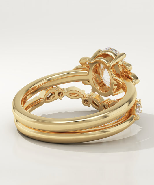 Oval Cut Cluster Lab-Grown Diamond Bridal Set