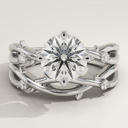 Round Cut Nature Inspired Lab-Grown Diamond Bridal Set