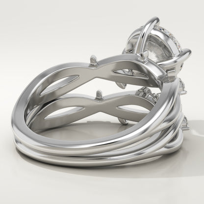 Round Cut Nature Inspired Lab-Grown Diamond Bridal Set