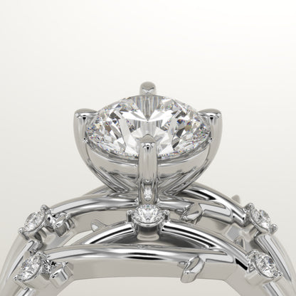 Round Cut Nature Inspired Lab-Grown Diamond Bridal Set