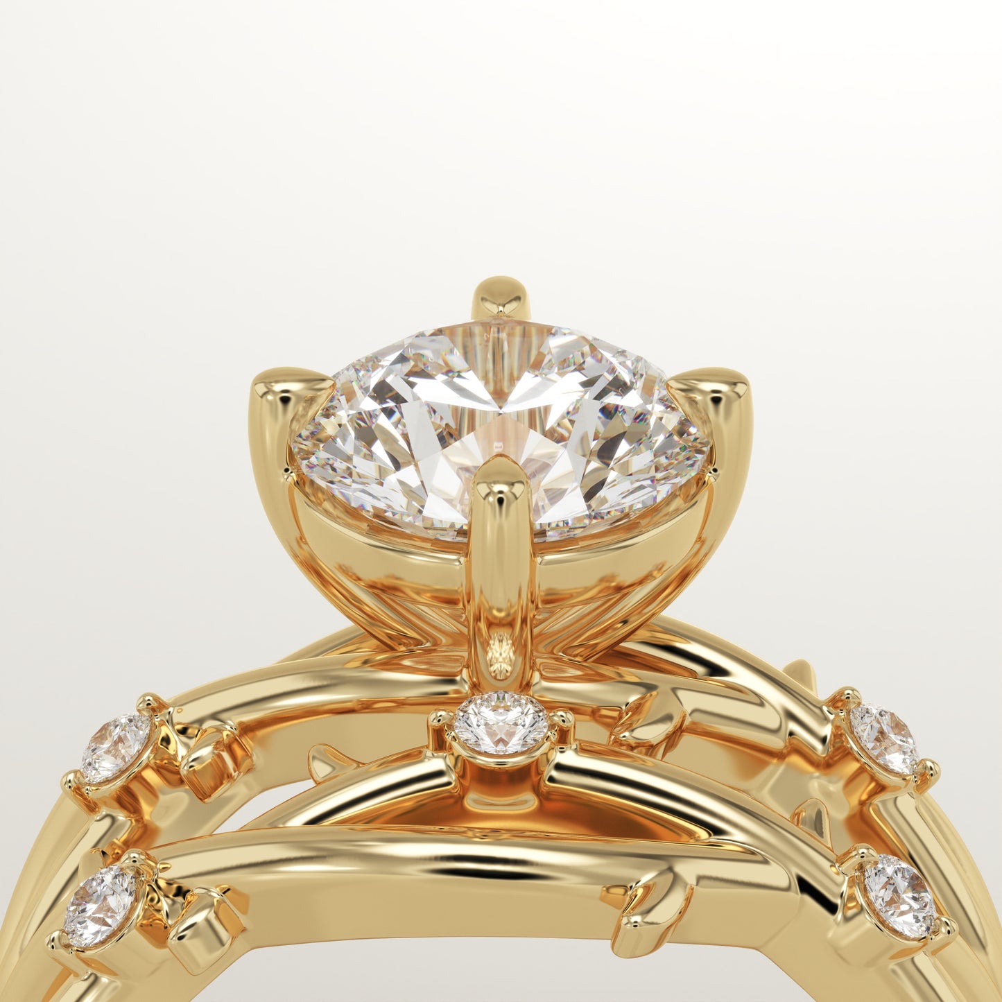 Round Cut Nature Inspired Lab-Grown Diamond Bridal Set