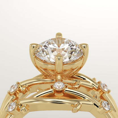 Round Cut Nature Inspired Lab-Grown Diamond Bridal Set