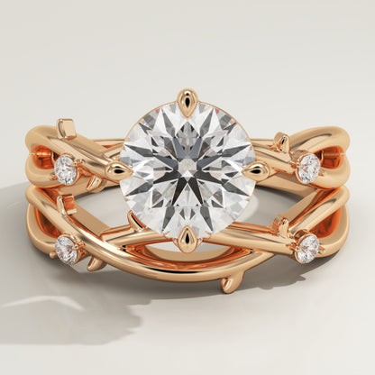 Round Cut Nature Inspired Lab-Grown Diamond Bridal Set