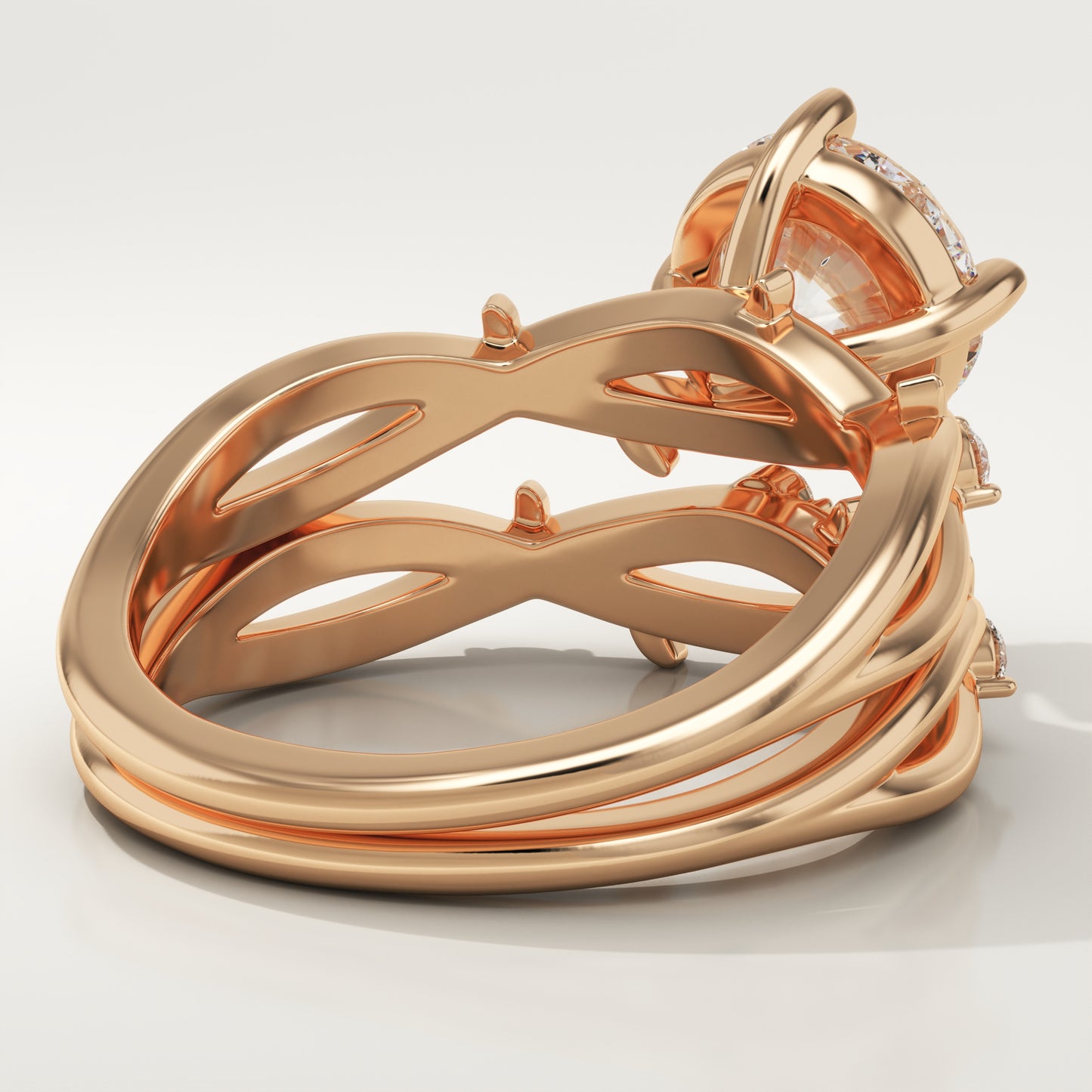 Round Cut Nature Inspired Lab-Grown Diamond Bridal Set