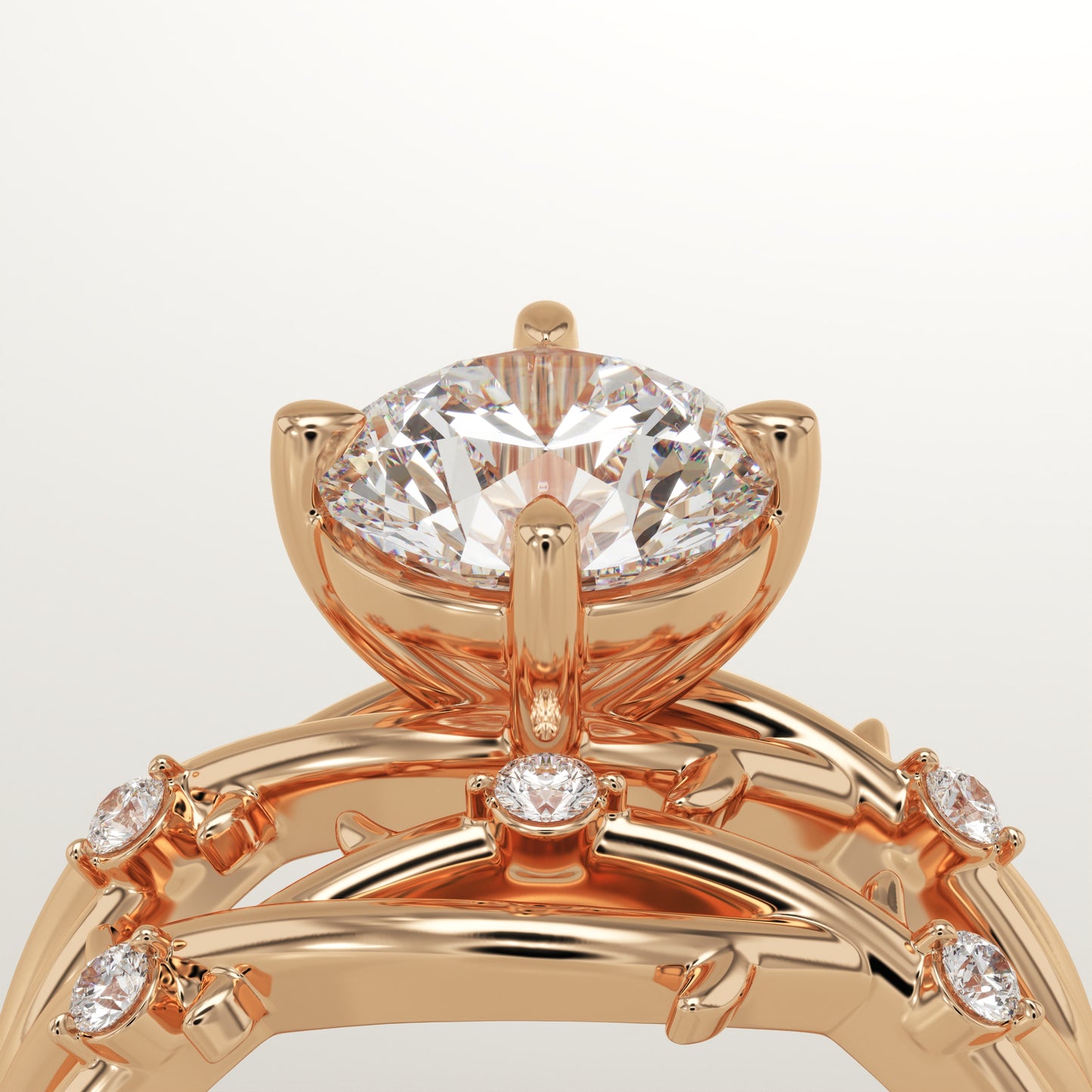 Round Cut Nature Inspired Lab-Grown Diamond Bridal Set