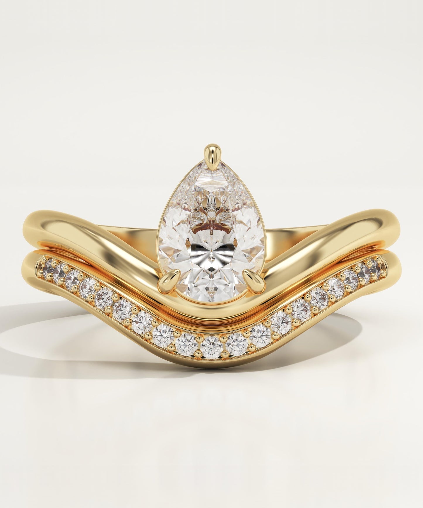 Pear Cut Solitaire Lab-Grown Diamond Bridal Set