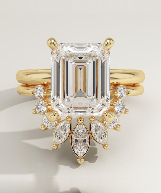 Emerald Cut Cluster Lab-Grown Diamond Bridal Set