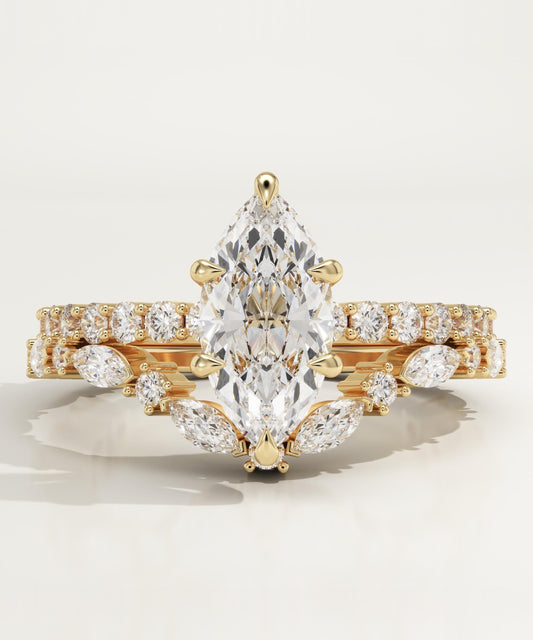 Marquise Cut Pave Lab-Grown Diamond Bridal Set