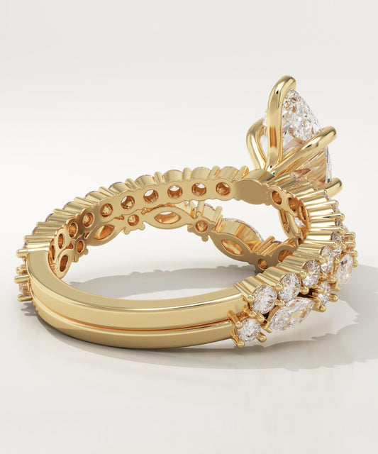 Marquise Cut Pave Lab-Grown Diamond Bridal Set