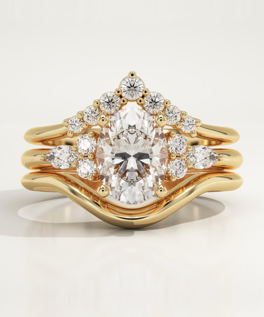 Oval Cut Cluster Lab-Grown Diamond Bridal Set