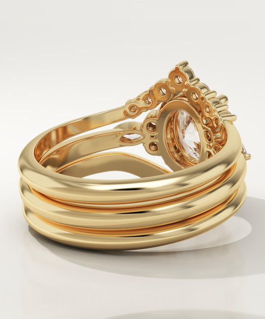 Oval Cut Cluster Lab-Grown Diamond Bridal Set