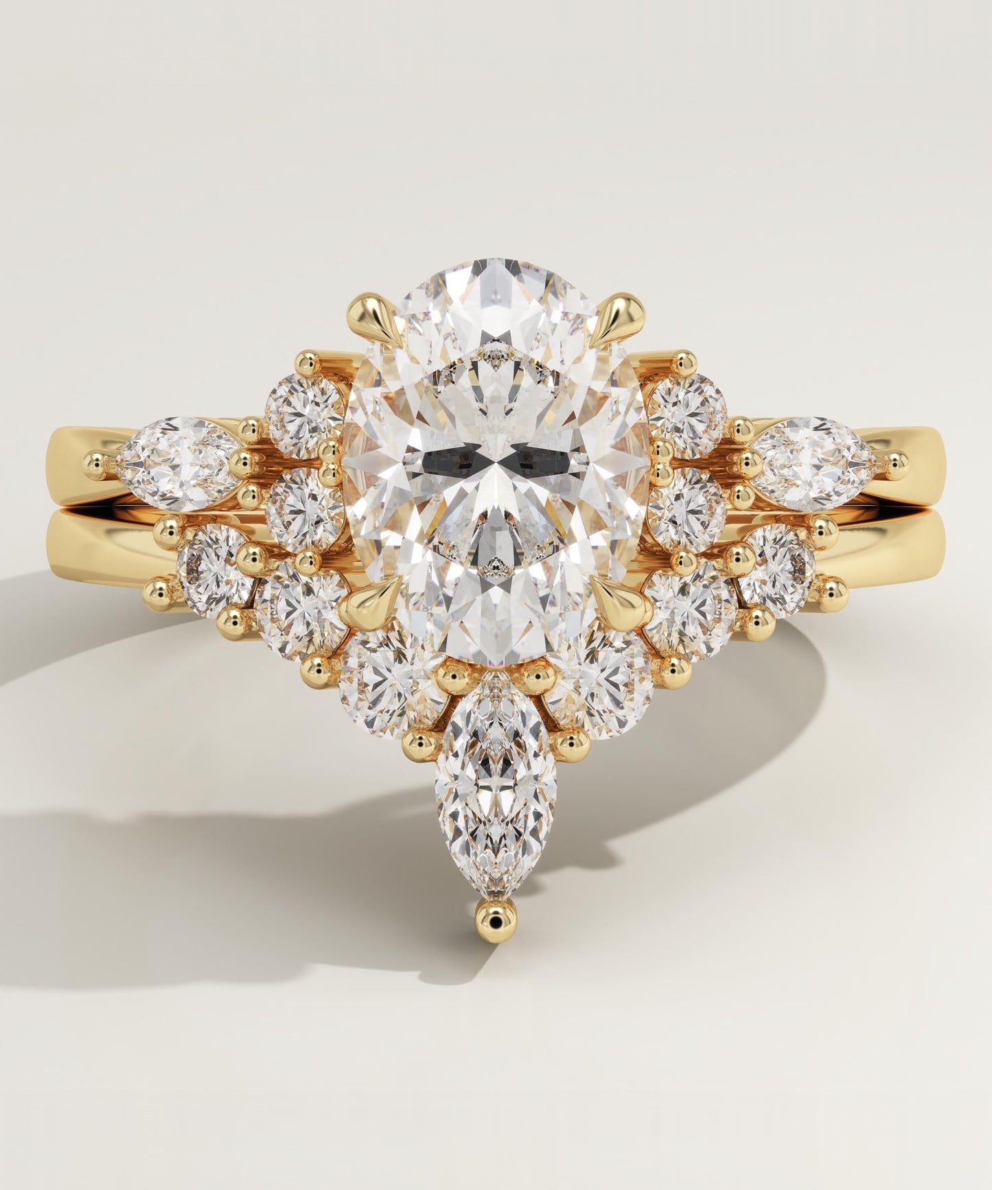 Oval Cut Cluster Lab-Grown Diamond Bridal Set