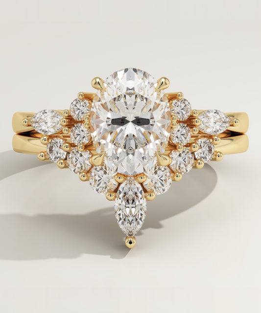 Oval Cut Cluster Lab-Grown Diamond Bridal Set