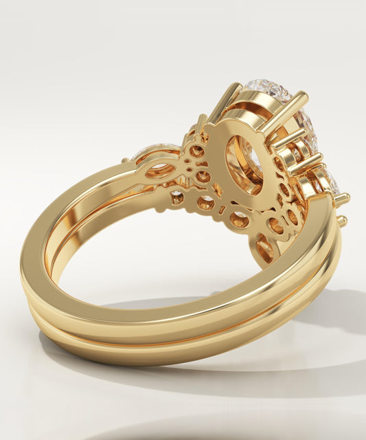 Oval Cut Cluster Lab-Grown Diamond Bridal Set