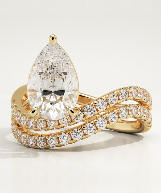Pear Cut Pave Lab-Grown Diamond Bridal Set