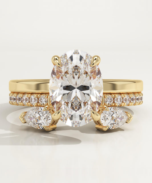 Oval Cut Cluster Lab-Grown Diamond Bridal Set
