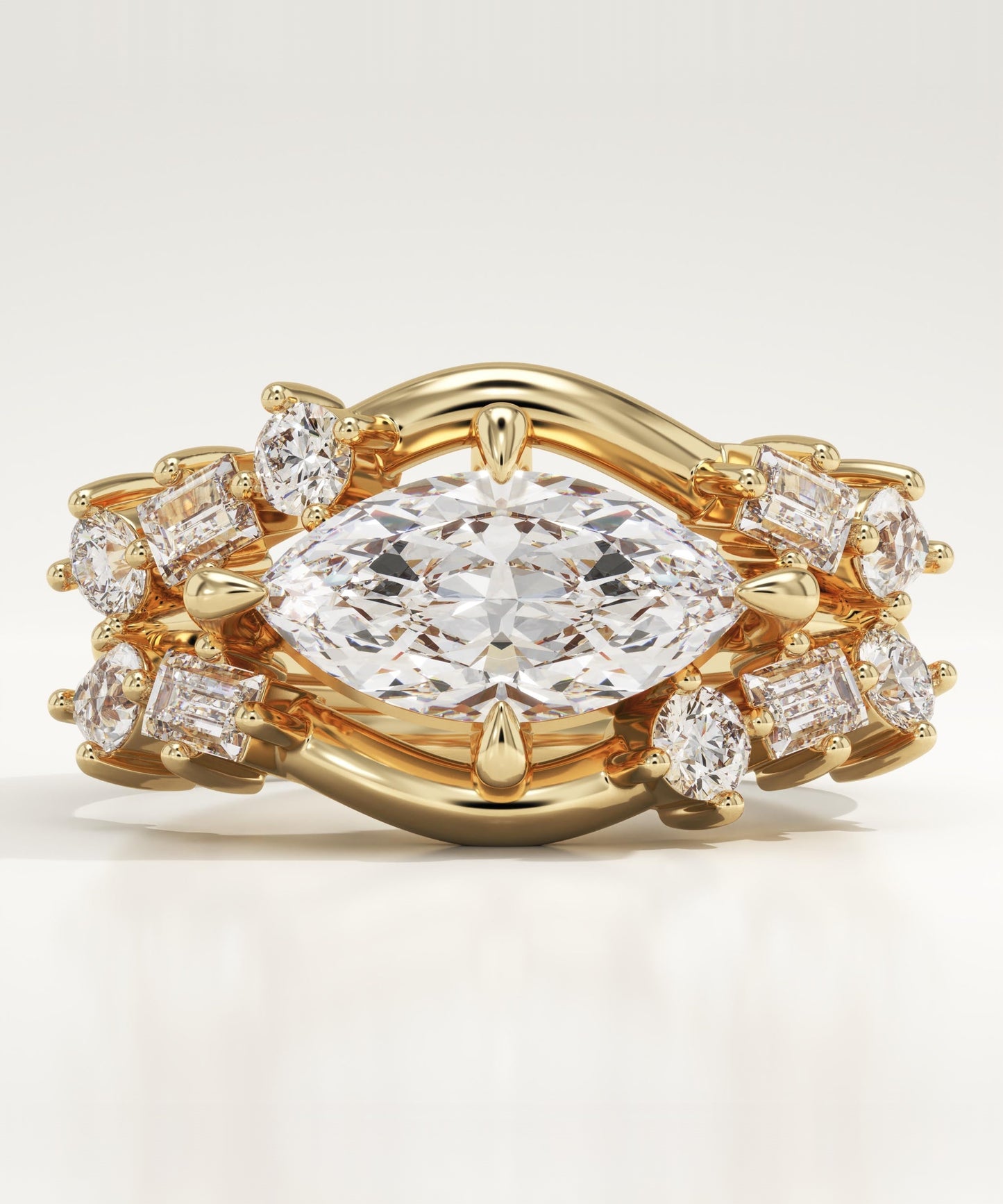 Marquise Cut Cluster Lab-Grown Diamond Bridal Set