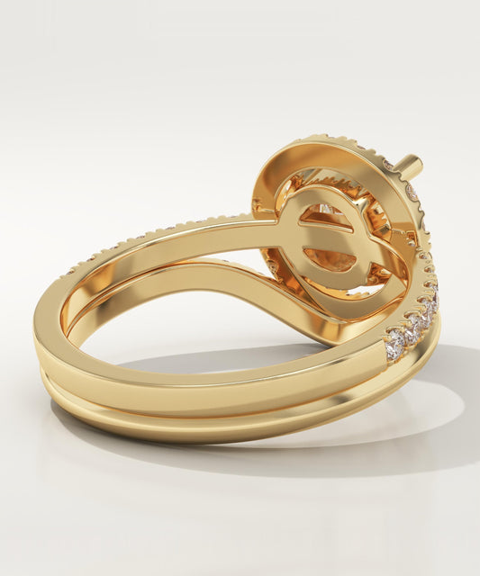 Round Cut Halo & Pave Lab-Grown Diamond Bridal Set