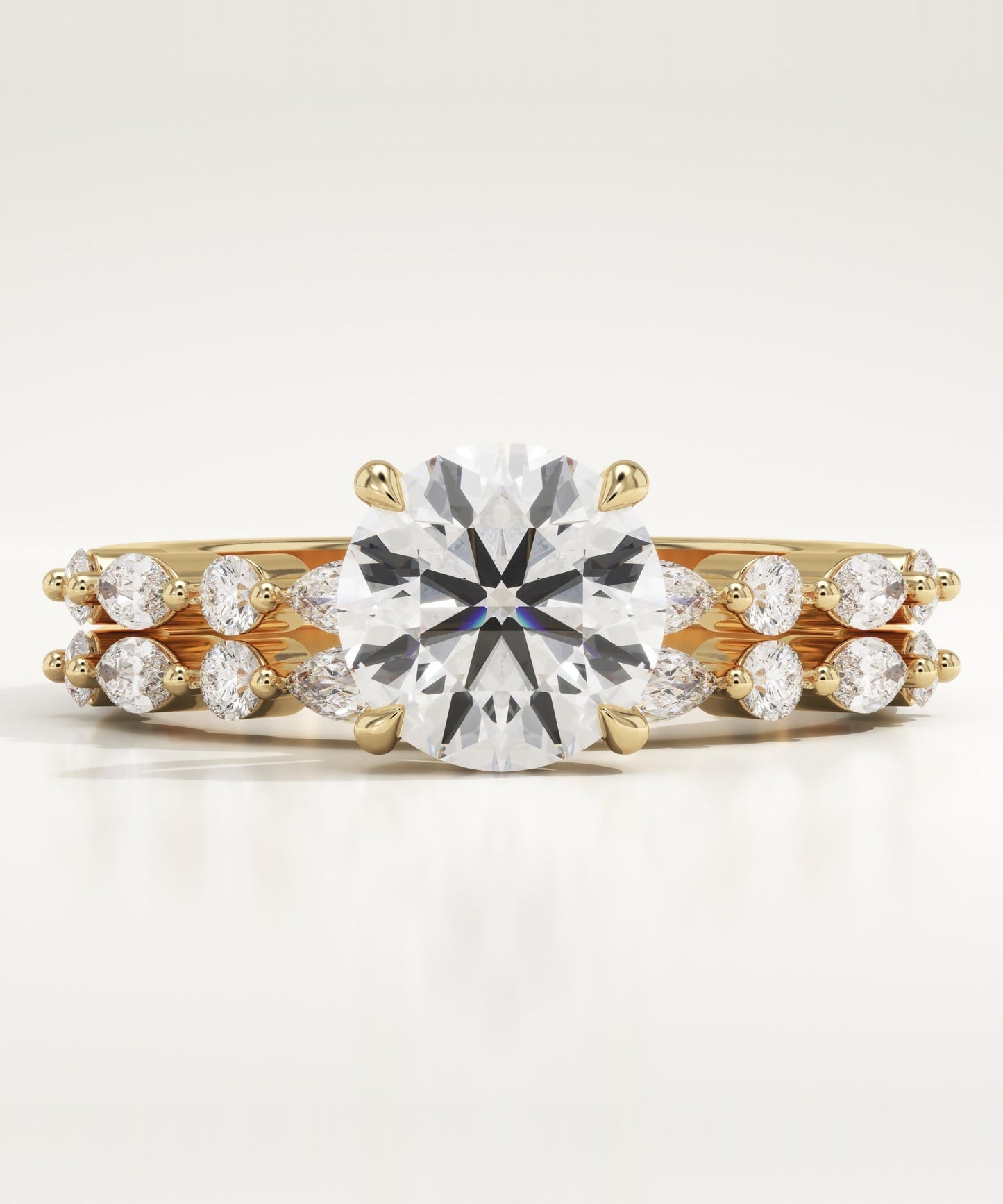 Round Cut Pave Lab-Grown Diamond Bridal Set