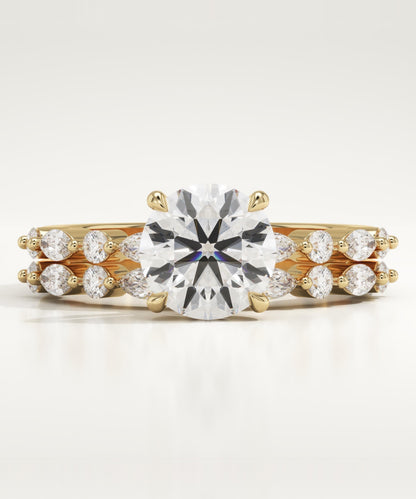 Round Cut Pave Lab-Grown Diamond Bridal Set