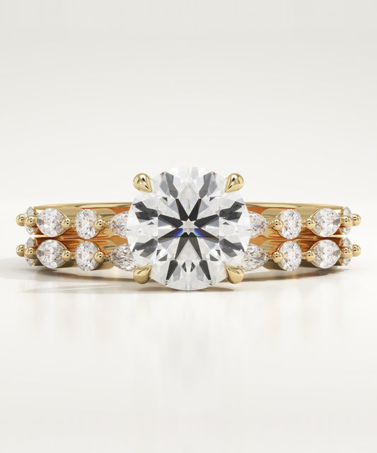 Round Cut Pave Lab-Grown Diamond Bridal Set