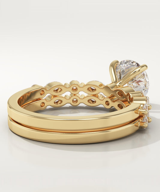 Round Cut Pave Lab-Grown Diamond Bridal Set