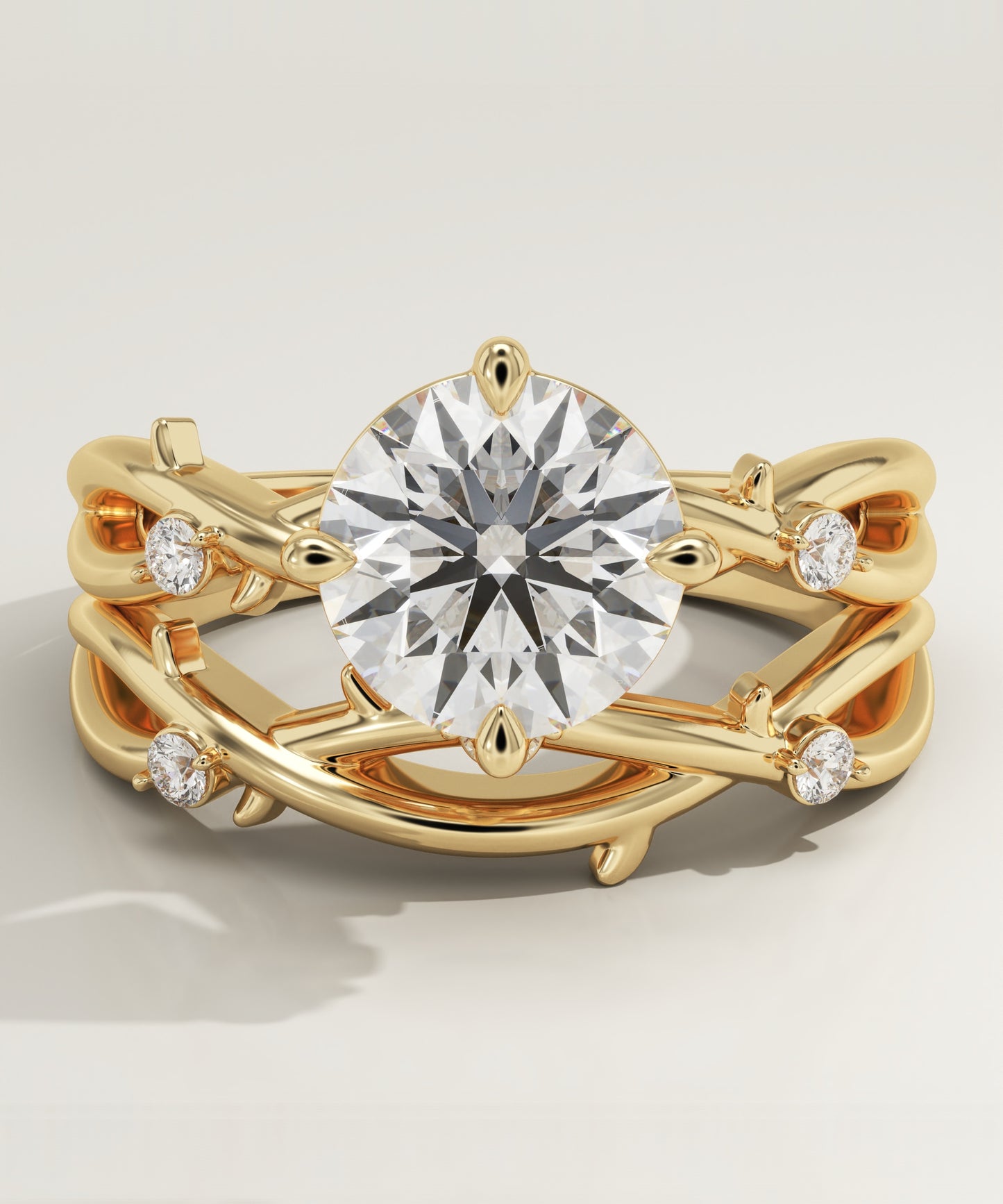 Round Cut Nature Inspired Lab-Grown Diamond Bridal Set