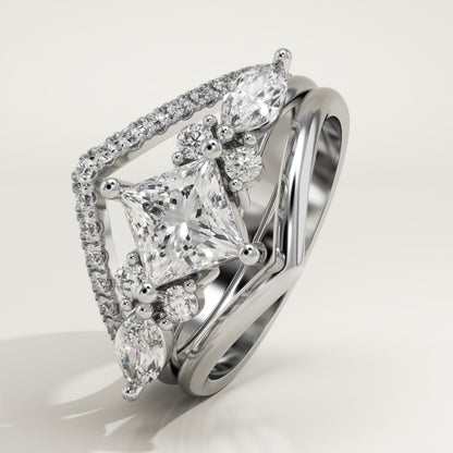 Princess Cut Cluster Lab-Grown Diamond Bridal Set