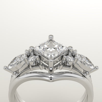 Princess Cut Cluster Lab-Grown Diamond Bridal Set