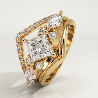 Princess Cut Cluster Lab-Grown Diamond Bridal Set