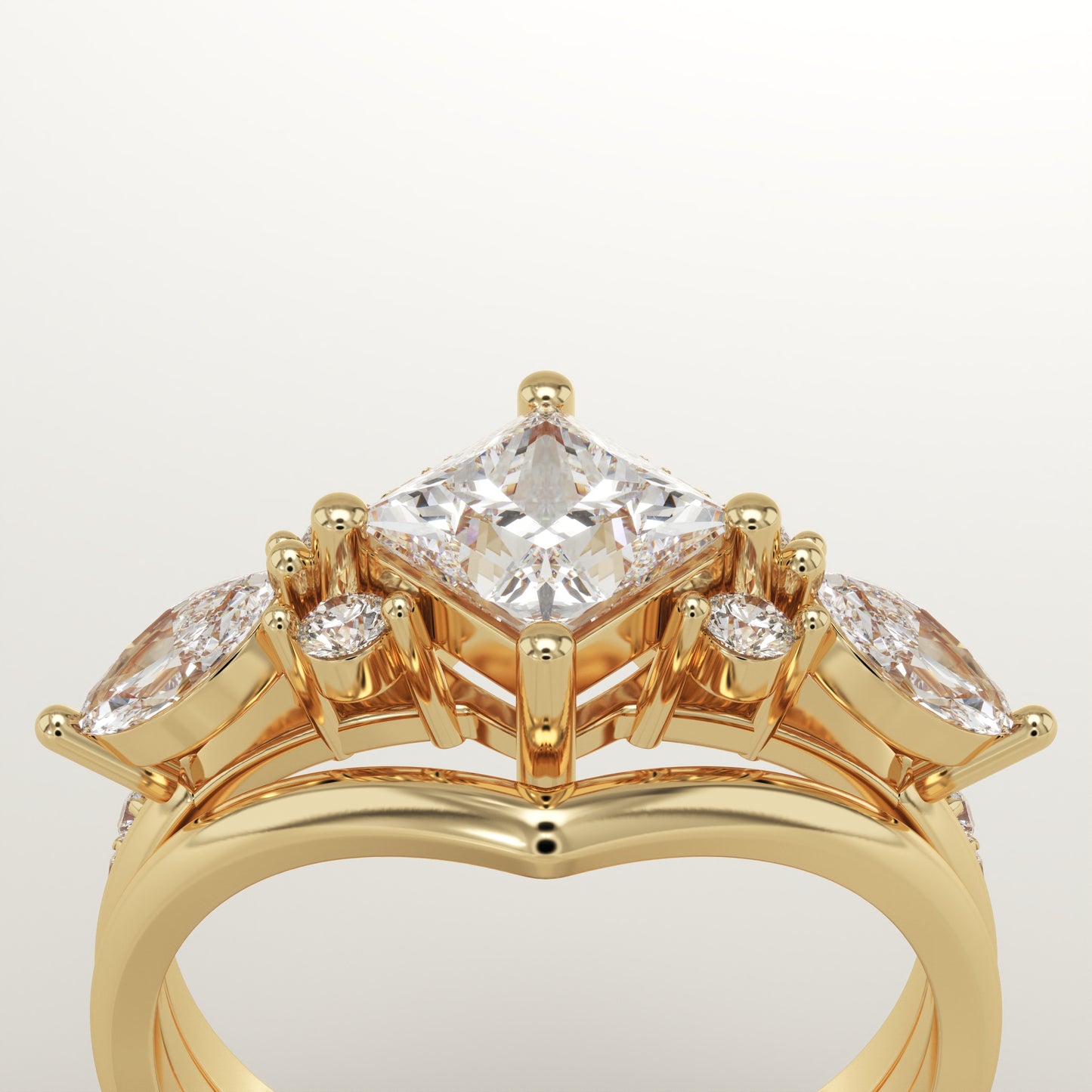 Princess Cut Cluster Lab-Grown Diamond Bridal Set