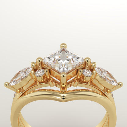 Princess Cut Cluster Lab-Grown Diamond Bridal Set