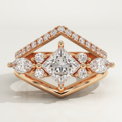 Princess Cut Cluster Lab-Grown Diamond Bridal Set