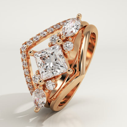 Princess Cut Cluster Lab-Grown Diamond Bridal Set
