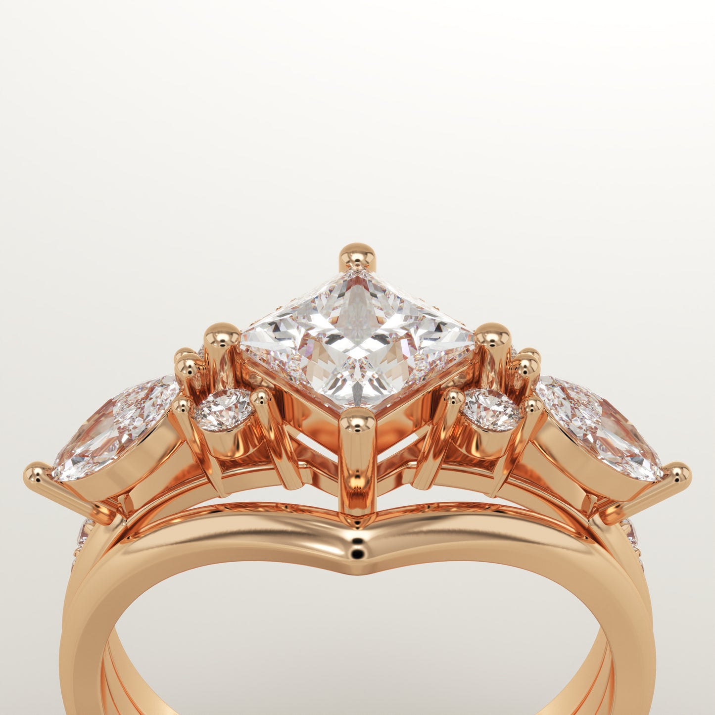 Princess Cut Cluster Lab-Grown Diamond Bridal Set