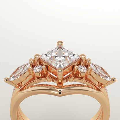 Princess Cut Cluster Lab-Grown Diamond Bridal Set