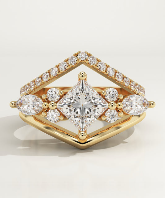 Princess Cut Cluster Lab-Grown Diamond Bridal Set