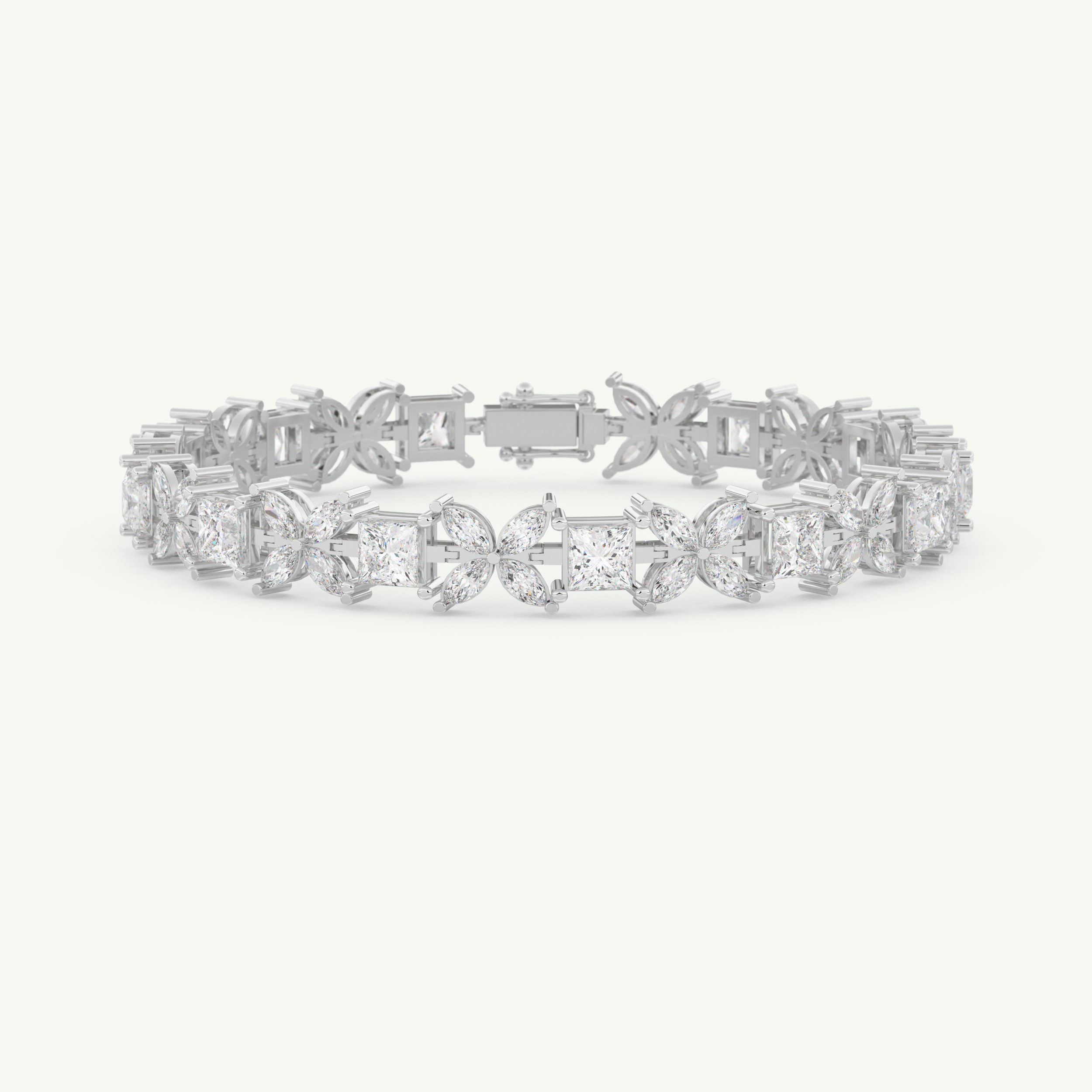 7.32 TCW Princess & Marquise Shaped Lab-Grown Diamond Tennis Bracelet 7