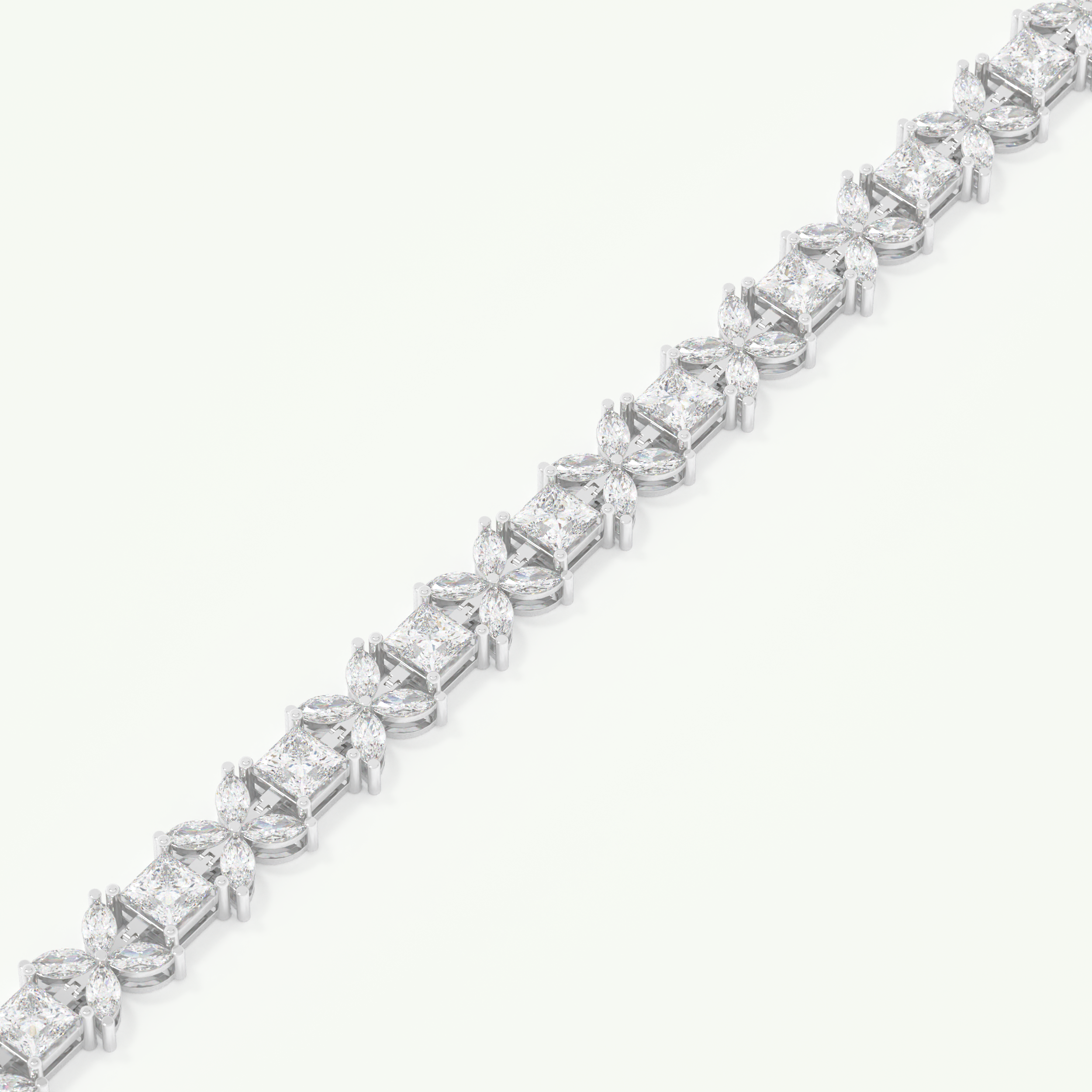 7.32 TCW Princess & Marquise Shaped Lab-Grown Diamond Tennis Bracelet 9