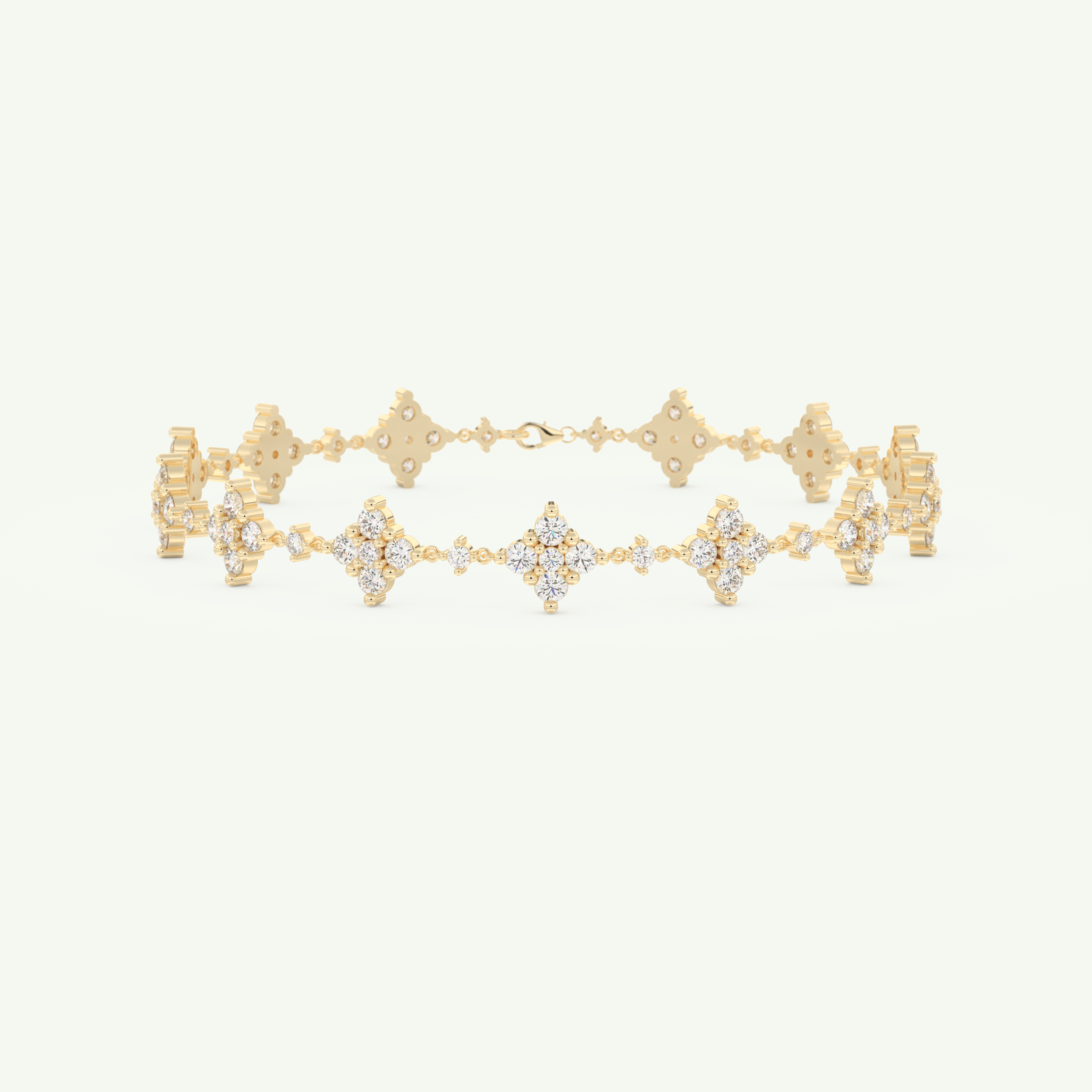 1.89 TCW Round Shaped Lab-Grown Diamond Clover Bracelet 1