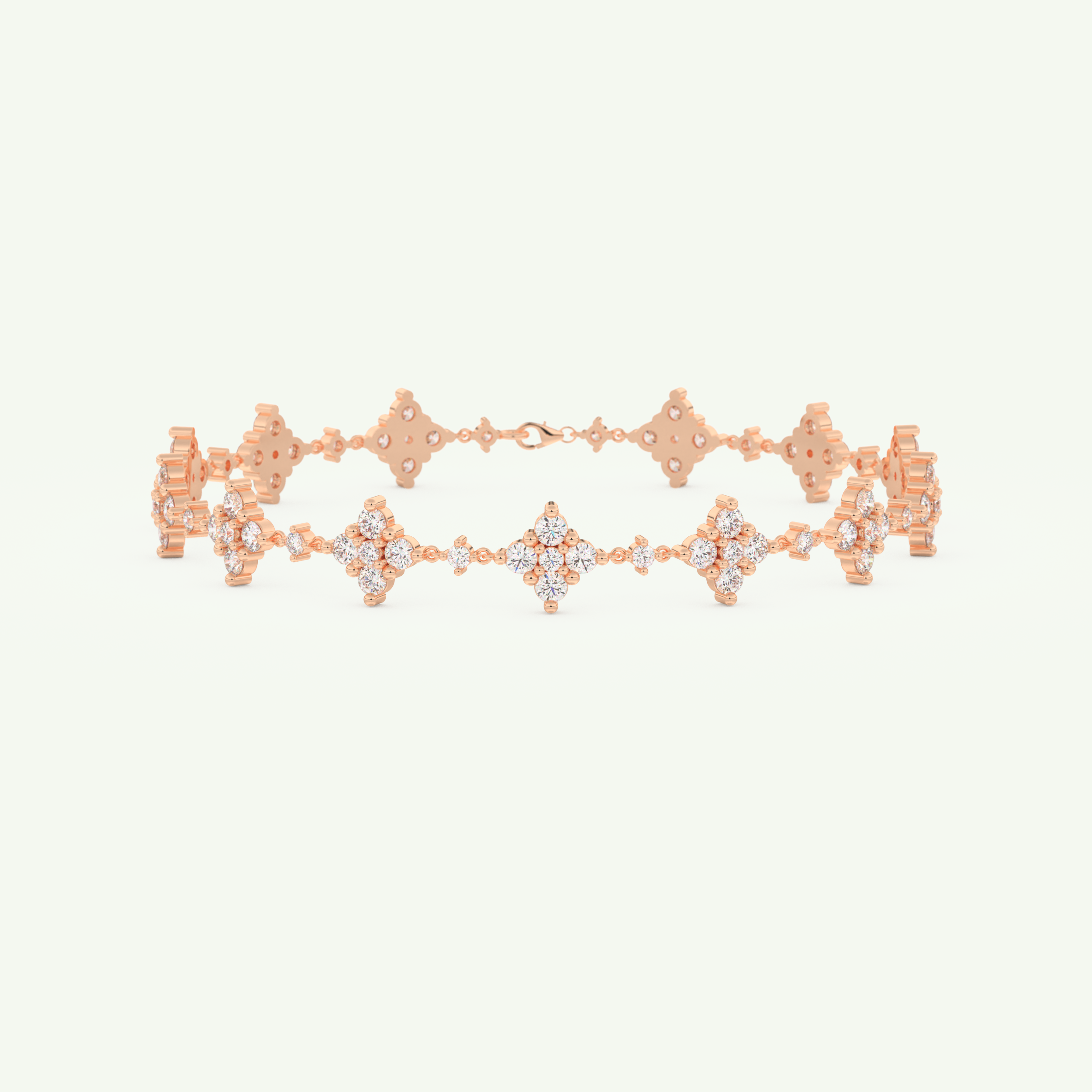 1.89 TCW Round Shaped Lab-Grown Diamond Clover Bracelet 4