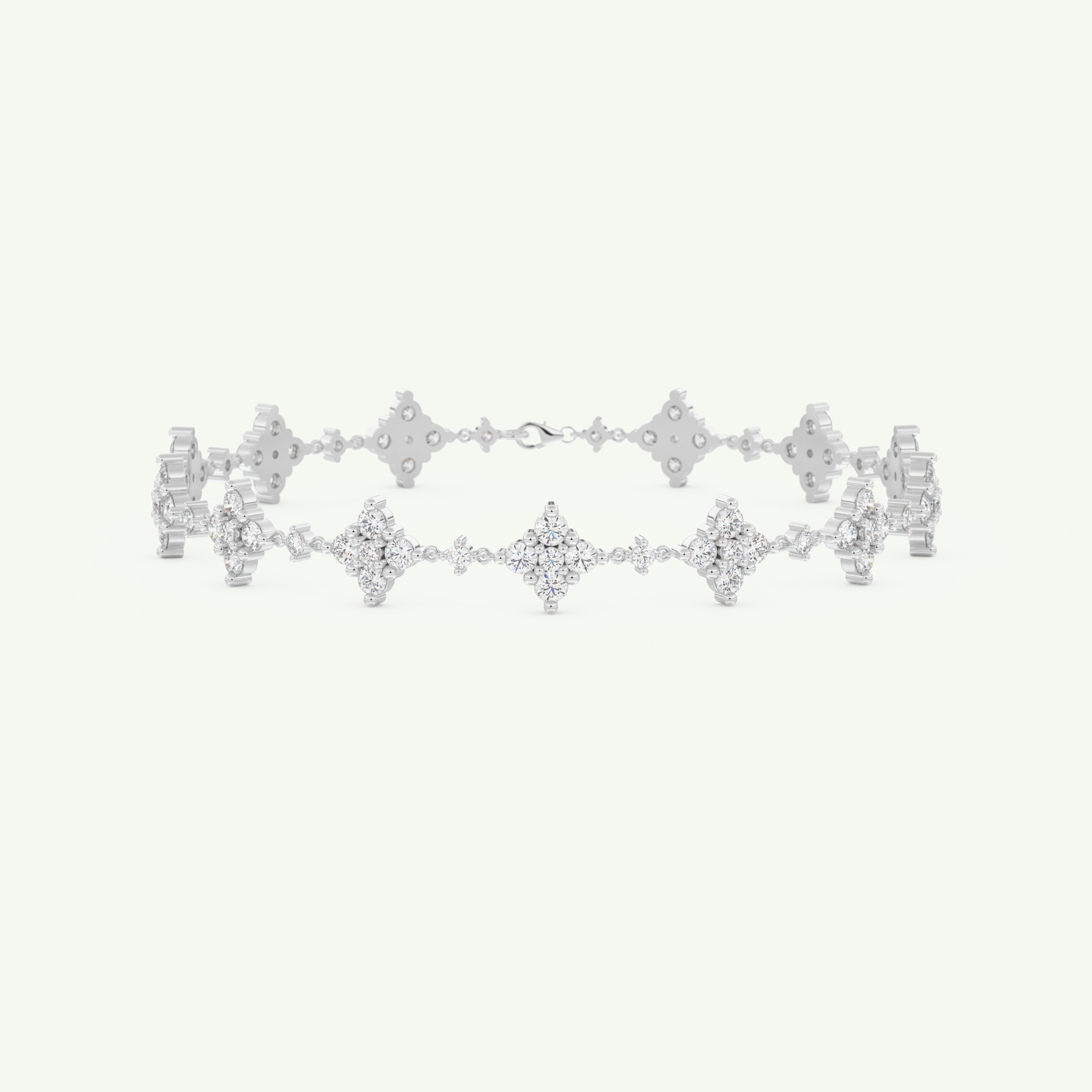 1.89 TCW Round Shaped Lab-Grown Diamond Clover Bracelet 7