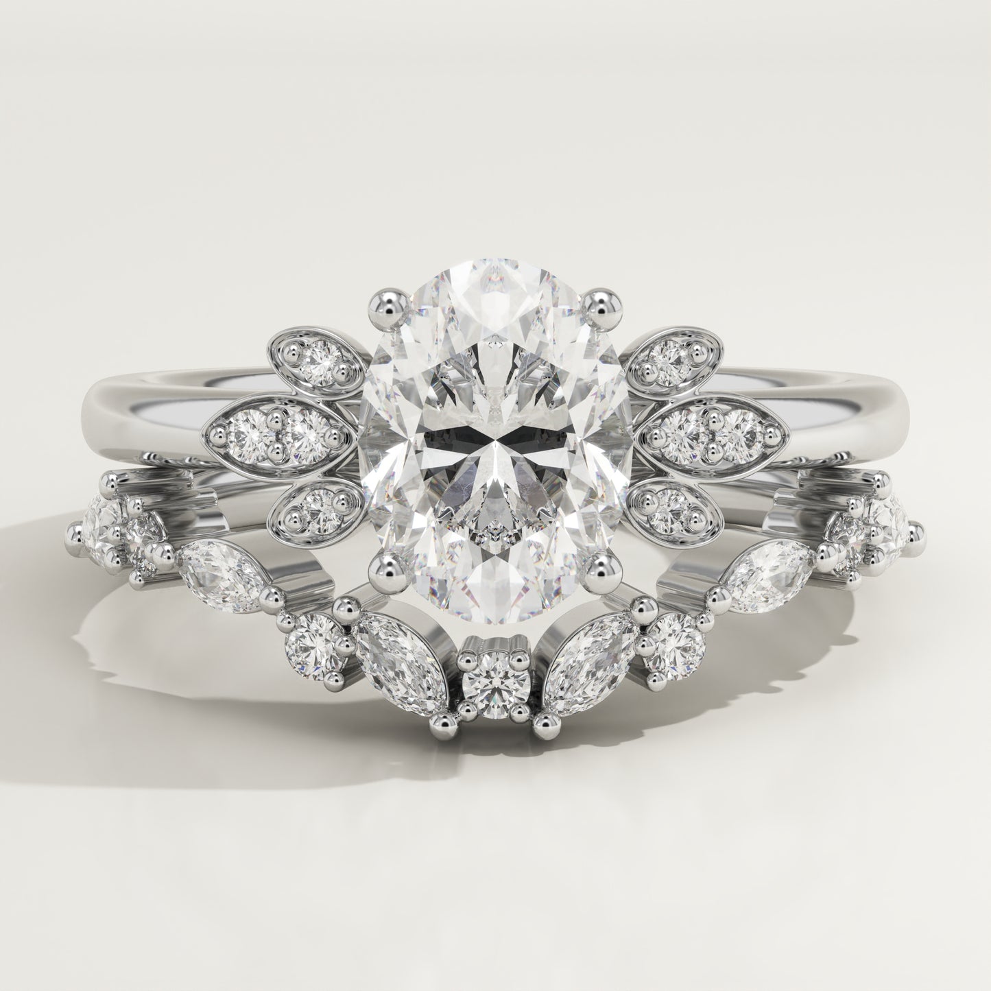 Oval Cut Cluster Lab-Grown Diamond Bridal Set