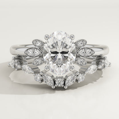 Oval Cut Cluster Lab-Grown Diamond Bridal Set