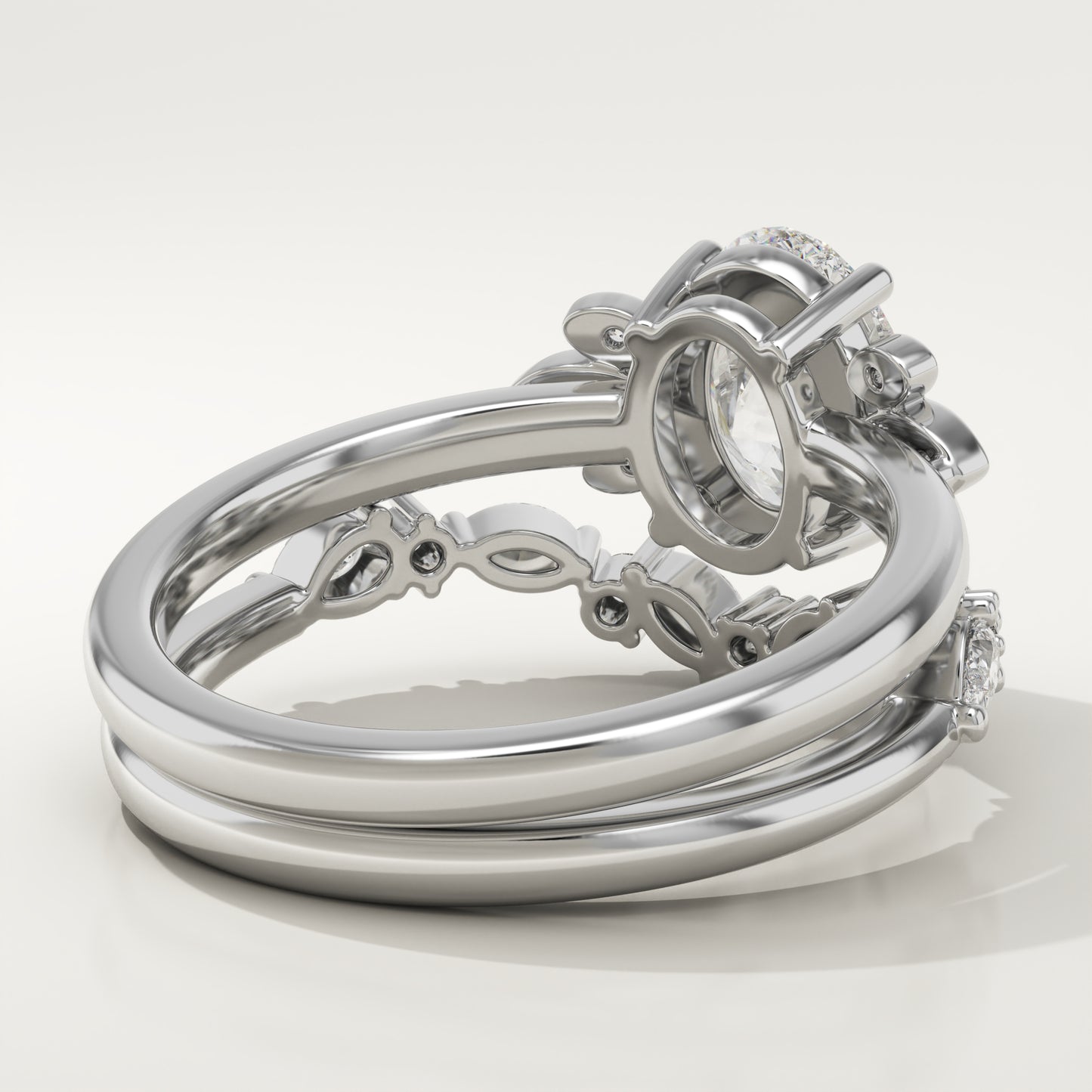 Oval Cut Cluster Lab-Grown Diamond Bridal Set