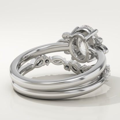 Oval Cut Cluster Lab-Grown Diamond Bridal Set