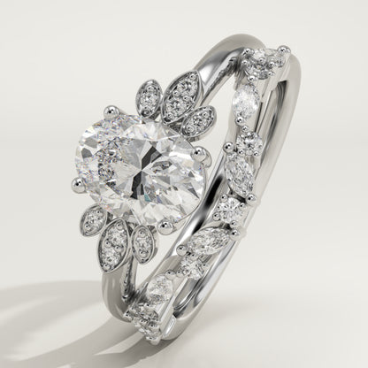 Oval Cut Cluster Lab-Grown Diamond Bridal Set