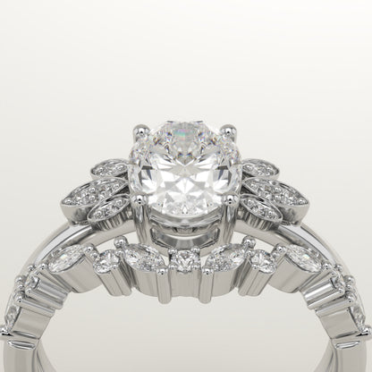 Oval Cut Cluster Lab-Grown Diamond Bridal Set