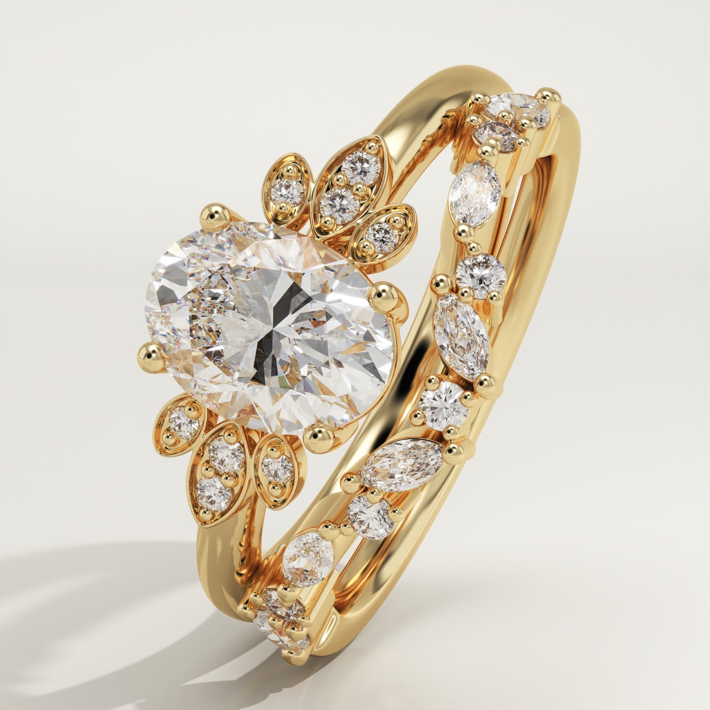 Oval Cut Cluster Lab-Grown Diamond Bridal Set